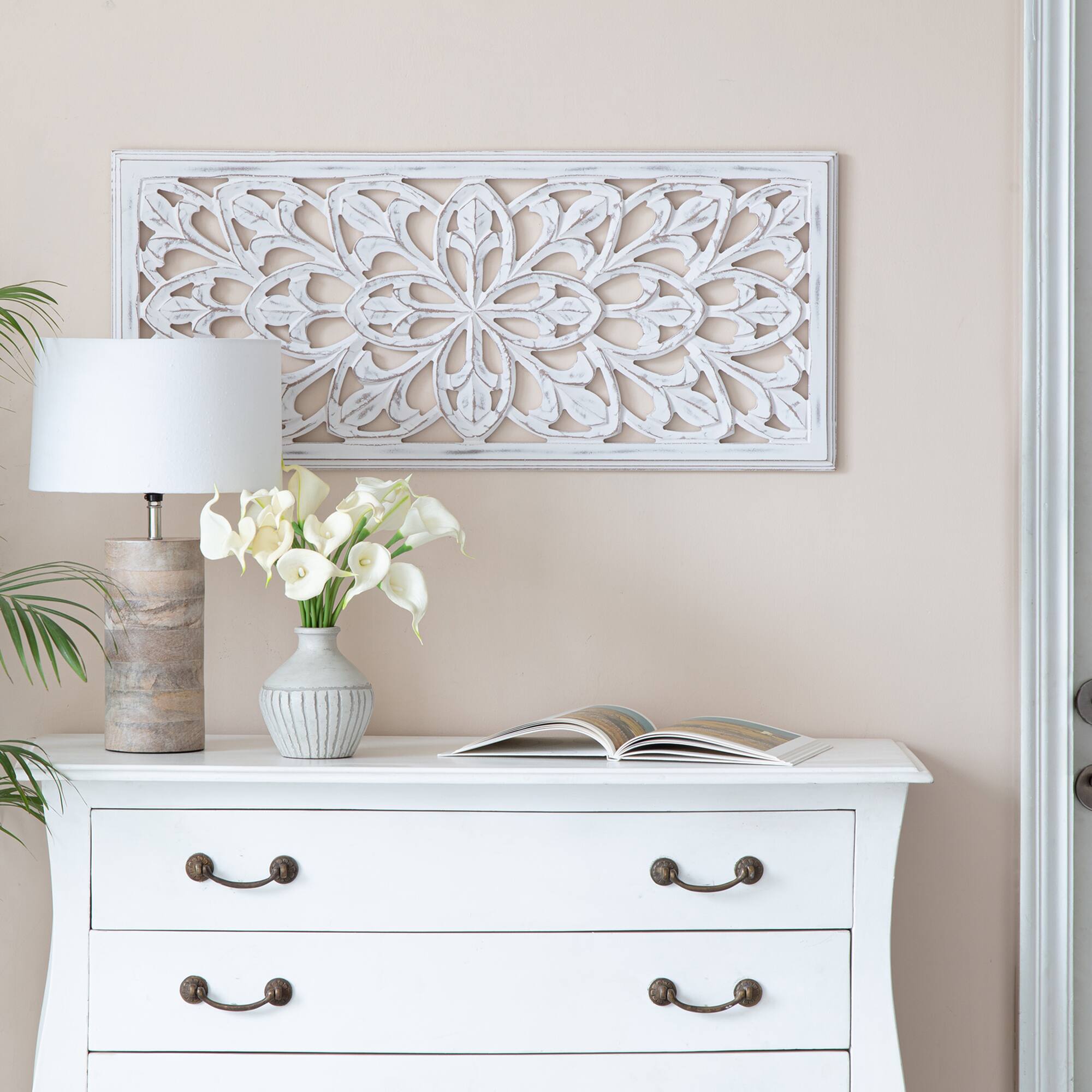 Habitat Augustus White Leaner Wood Wall Medallion
